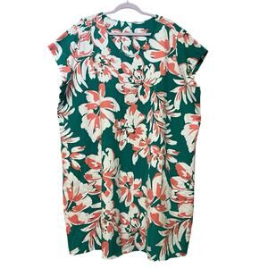 D And Co Favorite Jersey V Neck Dress Size 3XP Petite Floral Short Sleeve Shift